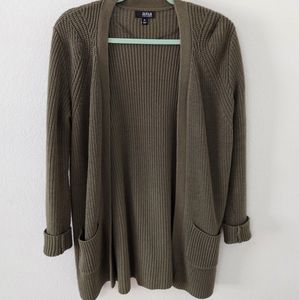 a.n.a long Knitted cardigan, M, olive green